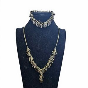 Sterling 925 Onyx Cabochon Necklace and Bracelet Set